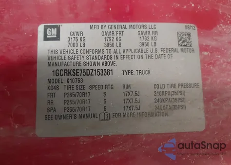 2013 Chevrolet Silverado 1500 Lt z USA, uszkodzony, nr VIN 1GCRKSE75DZ153381